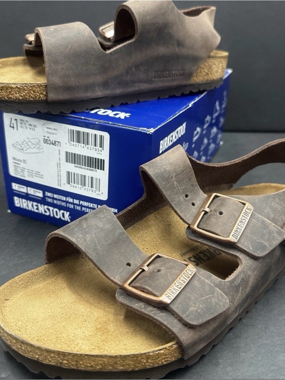 Birkenstock Milano BS Size 41 (L - 10) (M - 8) Regular Brown 3 Strap